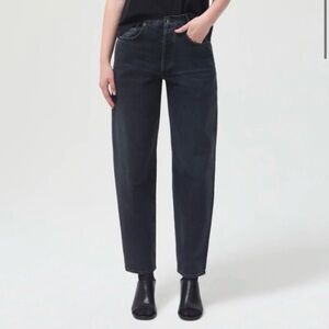 Agolde Tapered Baggy Rigid Denim High Rise Jean Shambles Washed Black 28